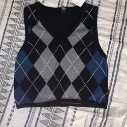 New! XS Forever 21 Argyle Sweater Vest 