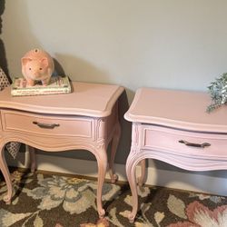 Drexel Nightstands Pale Light Pink Vintage 