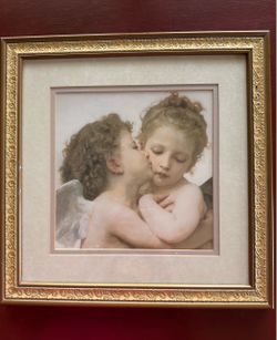 Gold Frame 15” x 15” with Angels in a classical painting