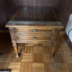 Retro End Table Solid Wood