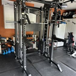PRO SERIES Ultimate Half Rack Functional Trainer w/Smith Machine Bar | 400lb Stack | Gym Equipment | Fitness | Commercial | Squat Rack 