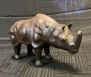 Vintage 1950s Embossed LEATHER RHINO SCULPTURE