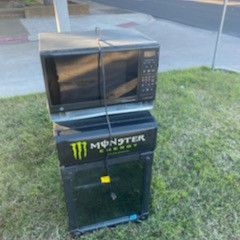 Microwave & Small Refrigerator.