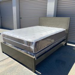 Queen bed frame with mattress