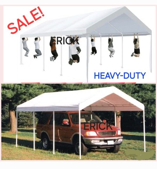 Canopy Party Tent, 10x20ft Heavy Duty Portable Garage, Car Port with Storage Shed, Car Canopy with All-Season Tarp for Car, Truck, Boat, Party, White