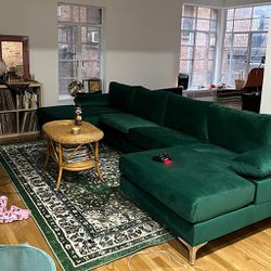 Green velvet couch 
