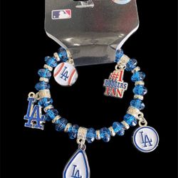 Los Angeles Dodgers 5 Charm Stretchy Bracelet