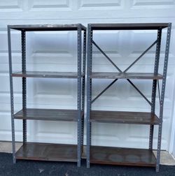 Metal shelves (58” H, 30” L, 11.5” D)
