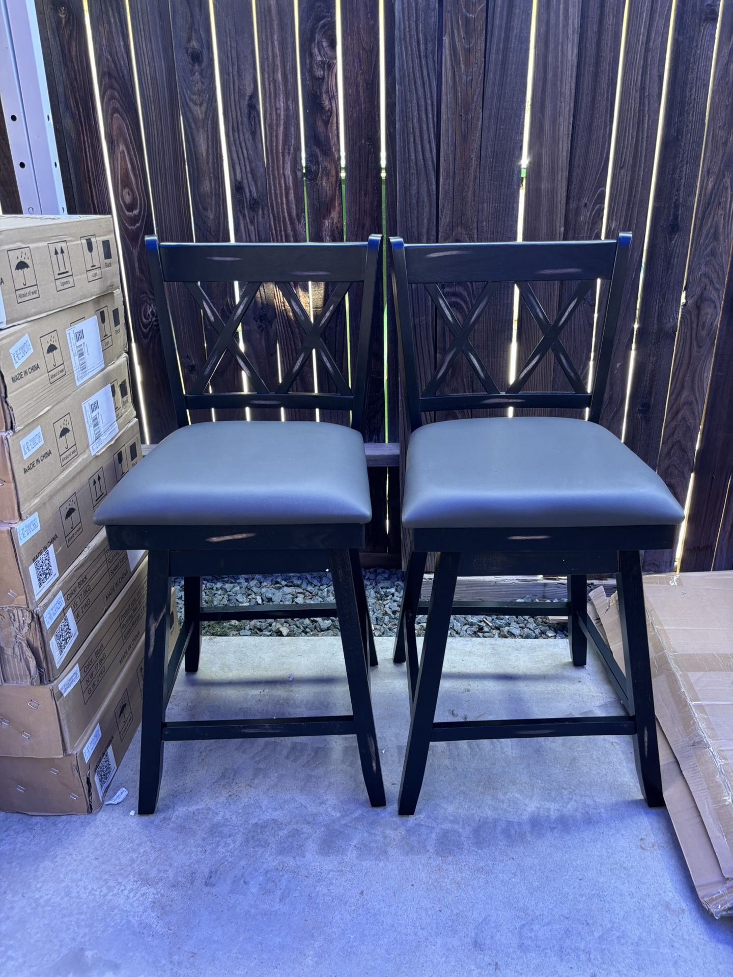 Bar Stool Set of 2, 360 ° Swivel Bar Height 29.5 inch Bar Stool with Foot Rest