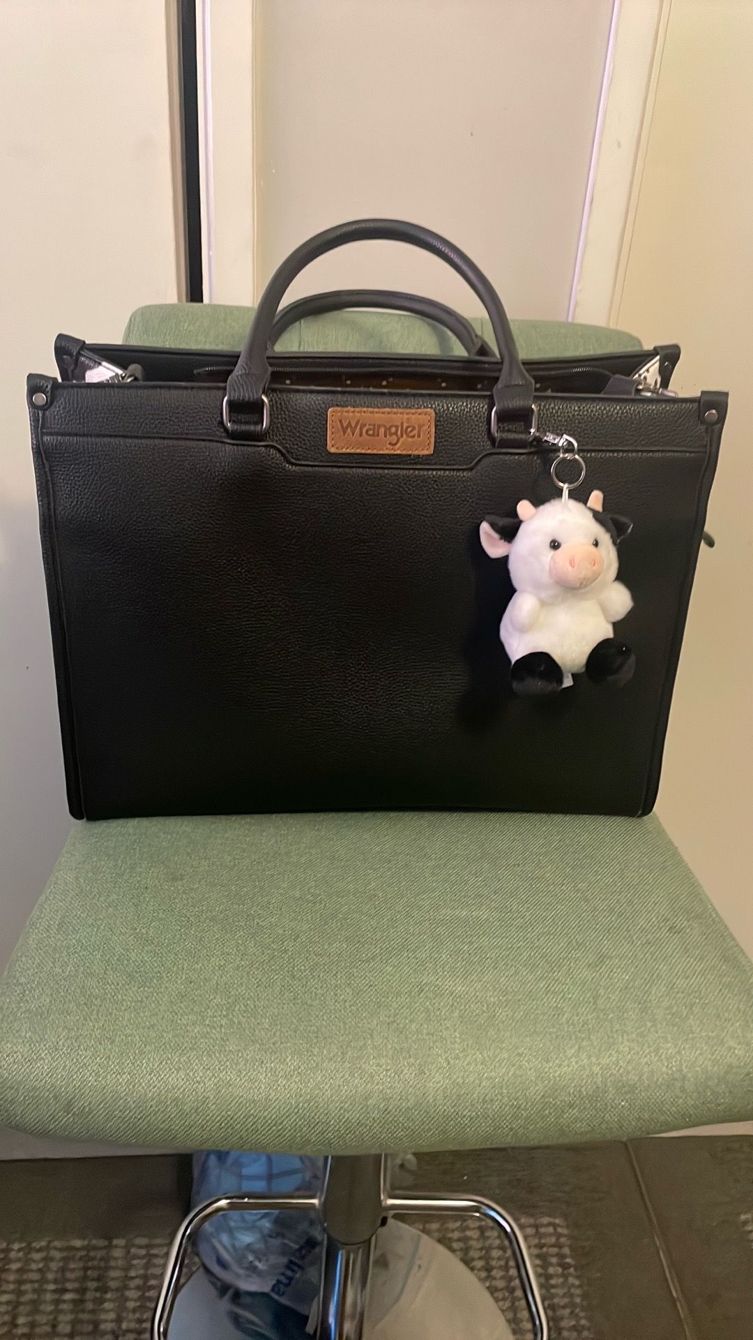 Wrangle tote work bag cow print
