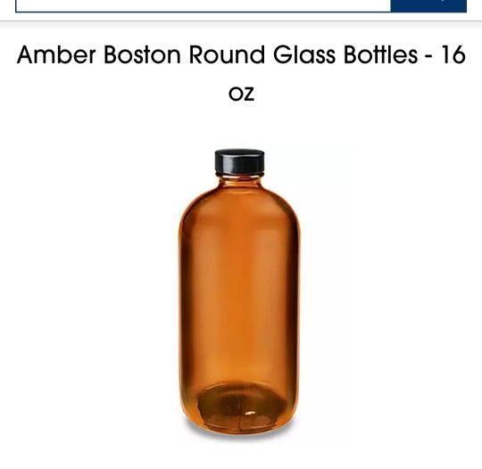 12 Count, 16oz Gass amber Boston Round Bottle