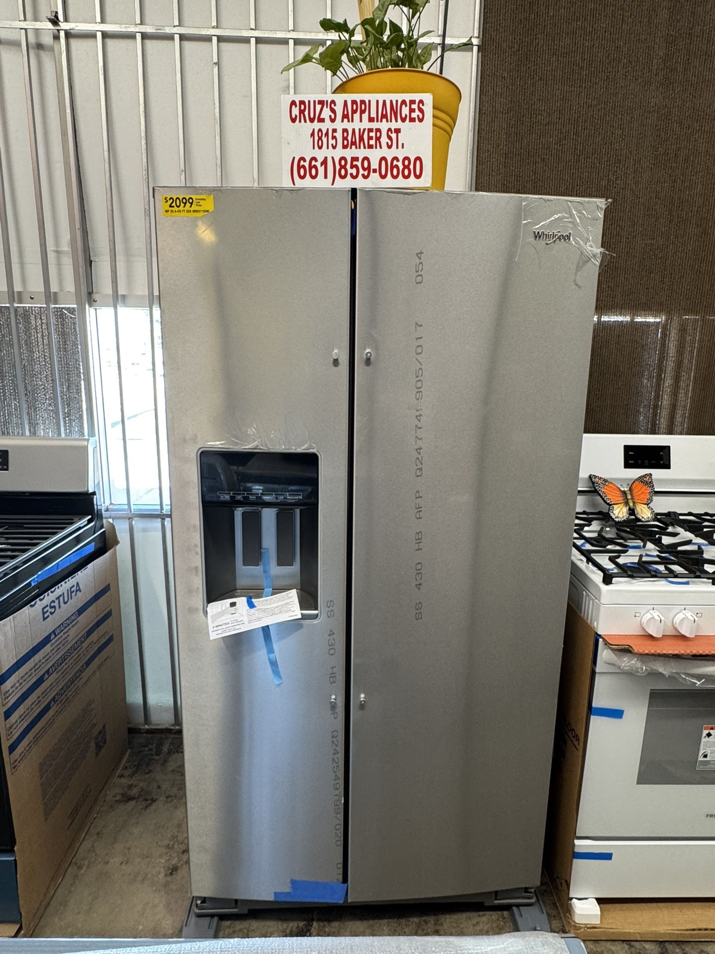 Whirlpool - 20.6 cu. ft. Side By Side Refrigerator in Fingerprint Resistant Stainless Steel, Counter Depth