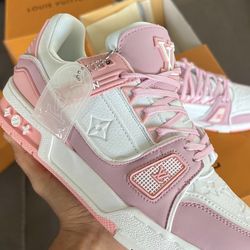Pink LV Trainer Shoes
