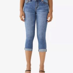 True Religion Women's Light Blue Cropped Skinny Jeans