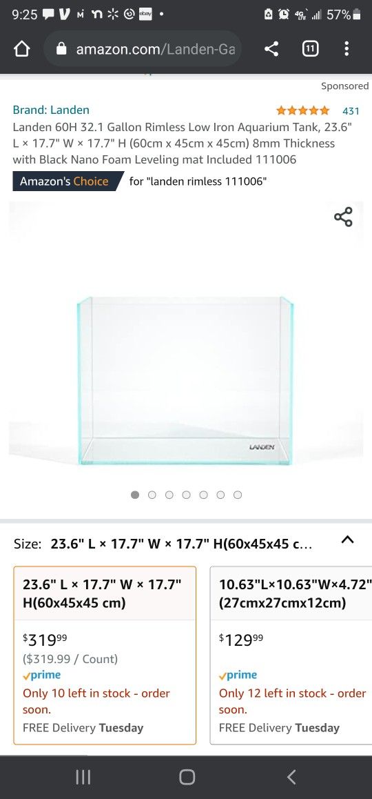 Landen 32.1 gallon Rimless fish aquarium tank.