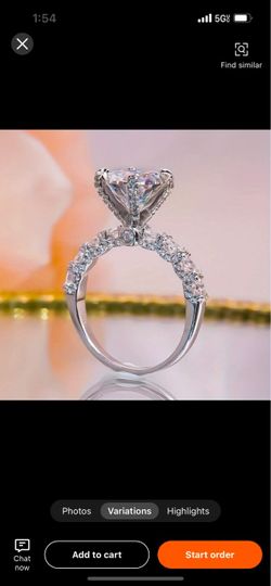 Silver moissanite Halo Engagement Ring