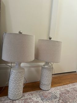 Set of two white table lamps