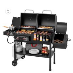 Royal Gourmet ZH3005Y 2-Burner Gas and Charcoal Combo Grill with Offset Smoker & Side Burner