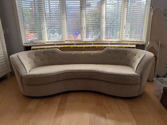 Curved Kidney-Shaped Tufted Sofa