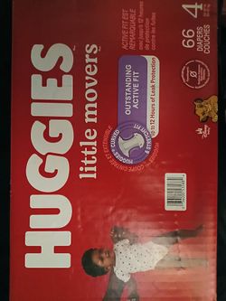 Huggies Little Movers Diapers, Sz. 4. 66 count. Brand new in the box.