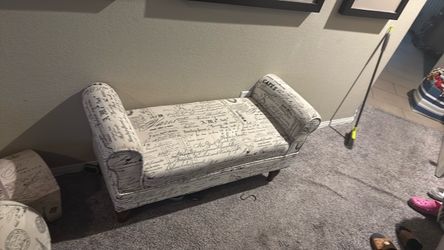 Upholstered  Bench with Script Print