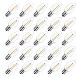 50 Pack C7 LED Christmas Light Bulb Shatterproof LED Bulbs E12 2700K Warm White