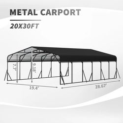 Carport Canopy 20'X30' Heavy Duty Car Port Galvanized Steel Roof, Reinforced Stable Triangle Frame for Snowy Windy Metal Carports Enhanced Base Car Te