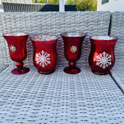 Artisan Holiday Red Jeweled Vases Set Of 4
