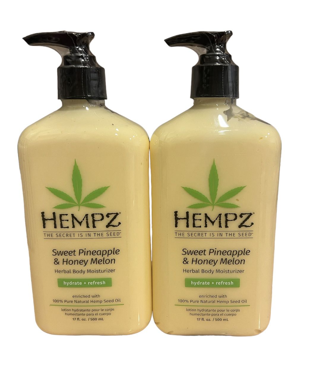 2 HEMPZ SWEET PINEAPPLE & HONEY MELON Daily Herbal Body Moisturizer Lotion 17 oz
