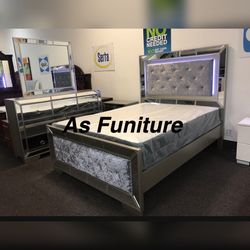 Queen Bedroom Dresser Mirror Nightstand New 