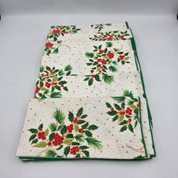 6~Vtg Decor Home Fashions Holly Leaf & Berry Dinner Table Napkins USA 19"x18"
