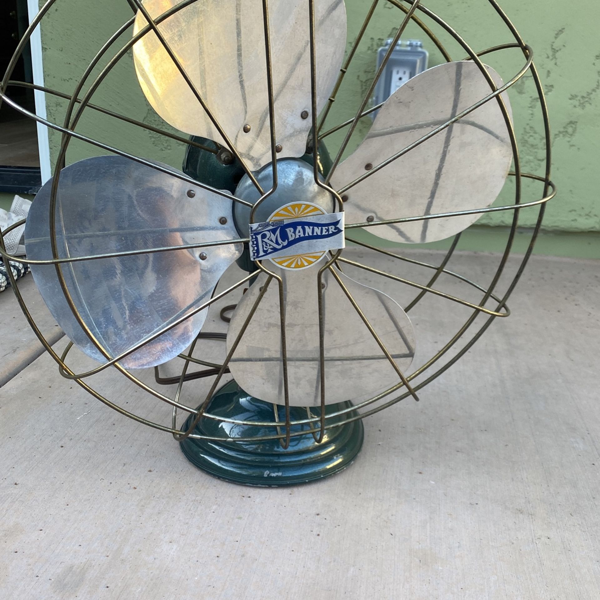 Vintage Metal Fan Large, R&M Banner Fan