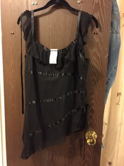 Black layered chiffon top, brand new $15