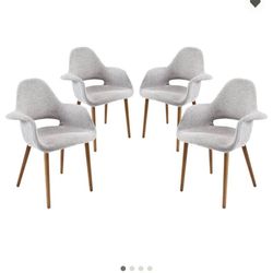 Moving Sale; Aegis Dining Armchair Set of 4 in Light Gray