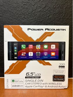Power Acoustik CP-71WA 1-DIN Stereo Apple CarPlay & Android Auto