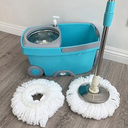 (Brand New) $25 Spin Mop Bucket Floor Cleaning System With Wheels Include 2 Microfiber Replacement Head