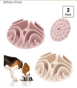 NEW 2 Slow Feeder Inserts for Dog Bowl, Silicone, Strong Suction Cups, Fits Most Dog Bowls size L