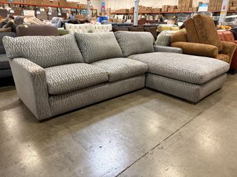A. RUDIN Geometric Pattern Plush Down Filled Sectional with Interior Lumbar Support