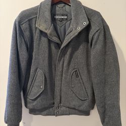 Men’s Wool ‘Members Only’ Jacket with Nylon Lining and Pockets Dark Gray Size 38