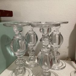 Open Box Never Been Used Set Of 4 Glass Bulb Candlestick  Dry Heavy Size 9.5” High 