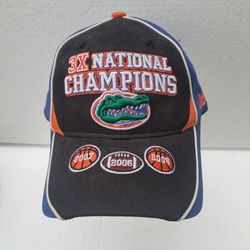 NCAA Florida Gators 2006 Basketball Football 3X National Champions Hat Blue