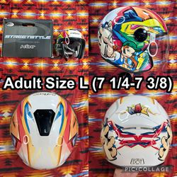 RARE KBC Graffiti Motorcycle White Helmet Adult Size Large Open Face OFS