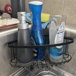 Black Metal Corner Sink Or Shower Basket