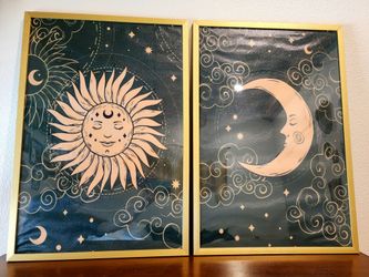 Sun and moon framed wall art