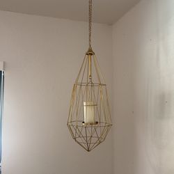 Gold Geometric Candle Lantern 