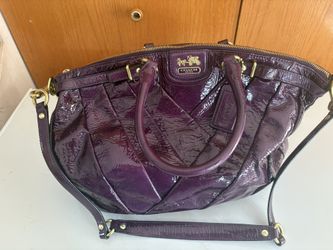 Coach Plum Madison Lindsey Patent Leather Satchel 