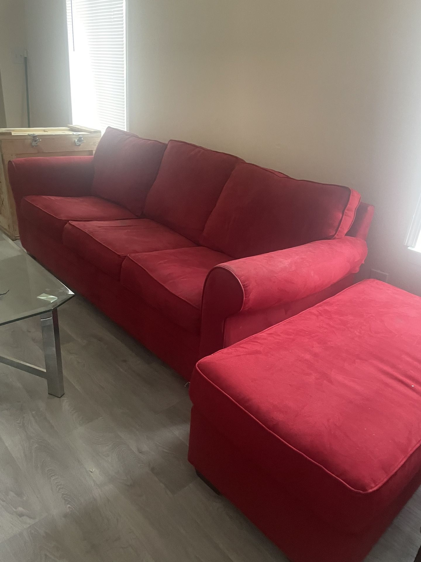 Sleeper Sofa, Chair, Ottomon, Glass End Tables