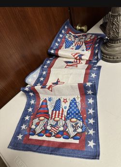 Gnome pattern 4th of July Patriotic Table Runner