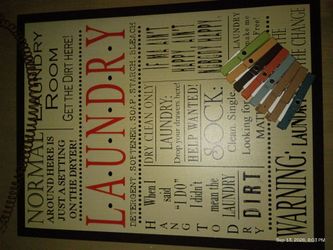 Laundry Room Decorative Sign with Clothespins