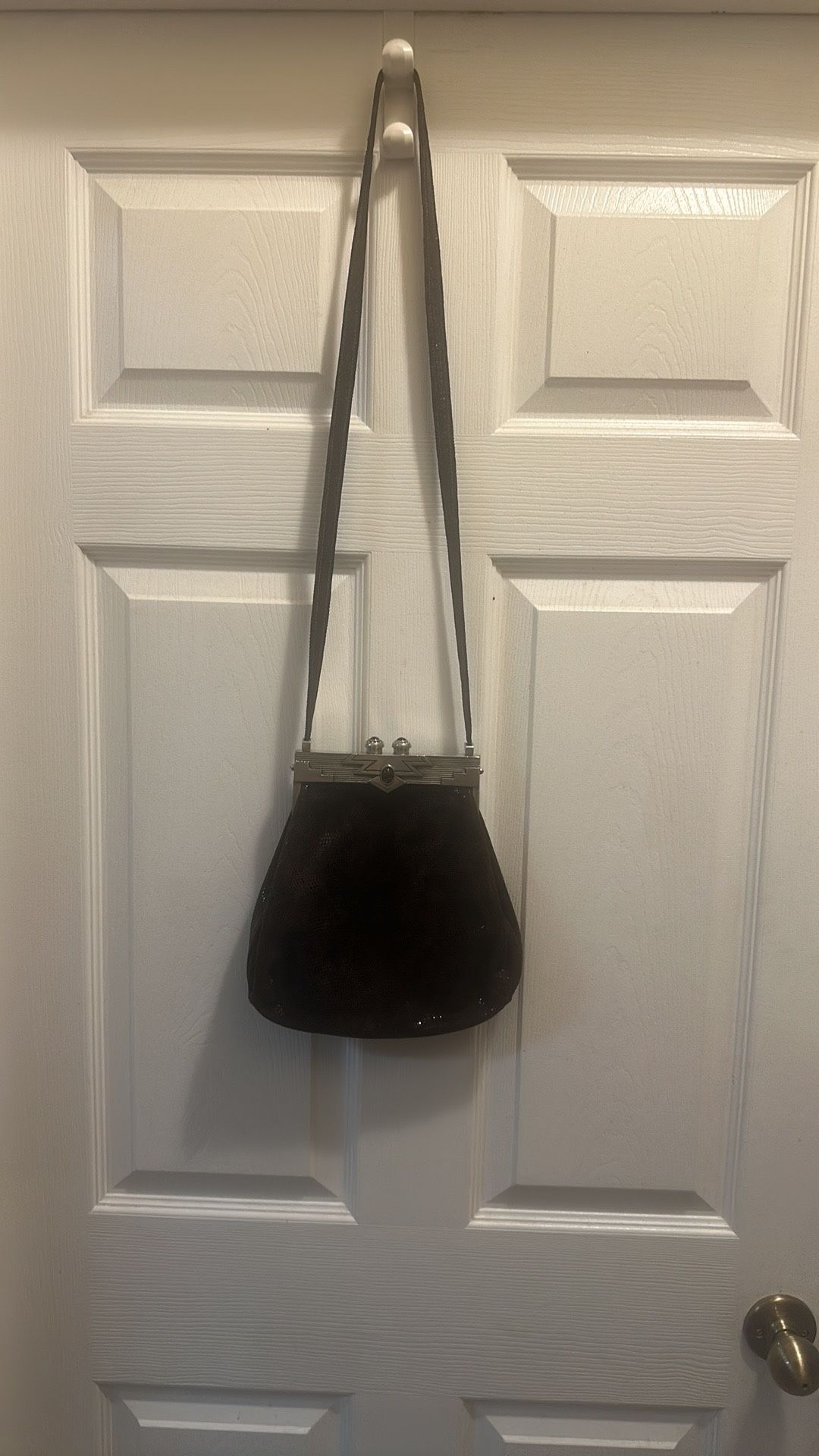 Vintage 70s James Culver Moulin Rouge Leather & Jeweled Pewter Purse